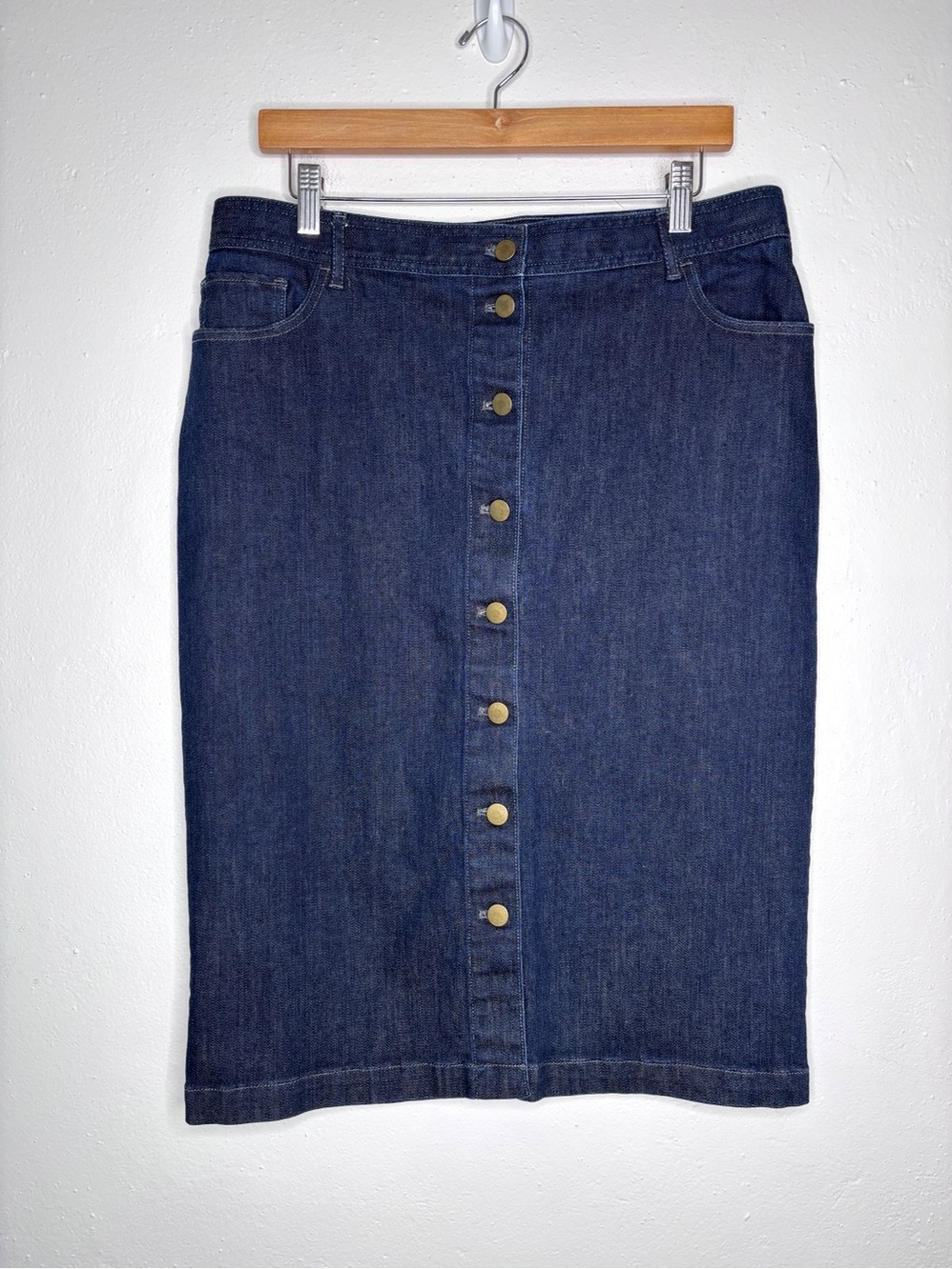 Pendleton Dark Wash Denim Button Front Pencil Skirt Size 12 EUC